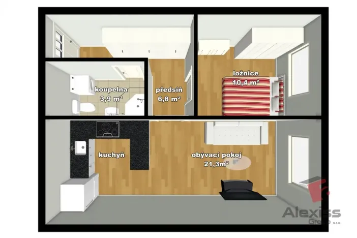 Pronájem bytu 2+kk, Praha - Stodůlky, Heranova, 44 m2