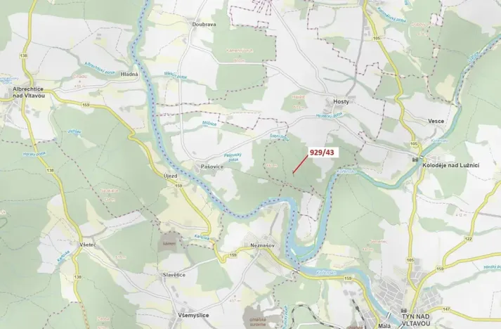 Dražba lesa, Hosty, 1258 m2