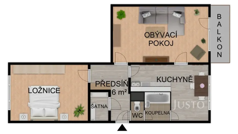 Prodej bytu 2+1, Písek - Budějovické Předměstí, třída Přátelství, 60 m2