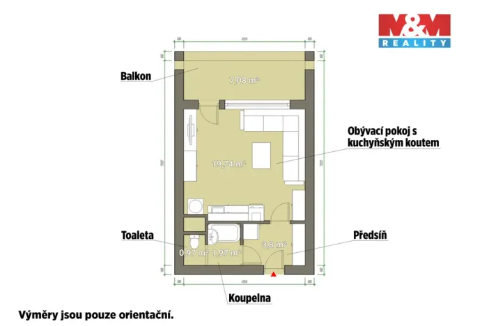 Pronájem bytu 1+kk, Plzeň - Severní Předměstí, Sokolovská, 27 m2
