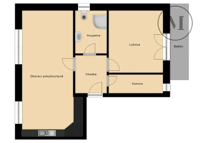 Pronájem bytu 2+kk, České Budějovice, A. Trägera, 57 m2