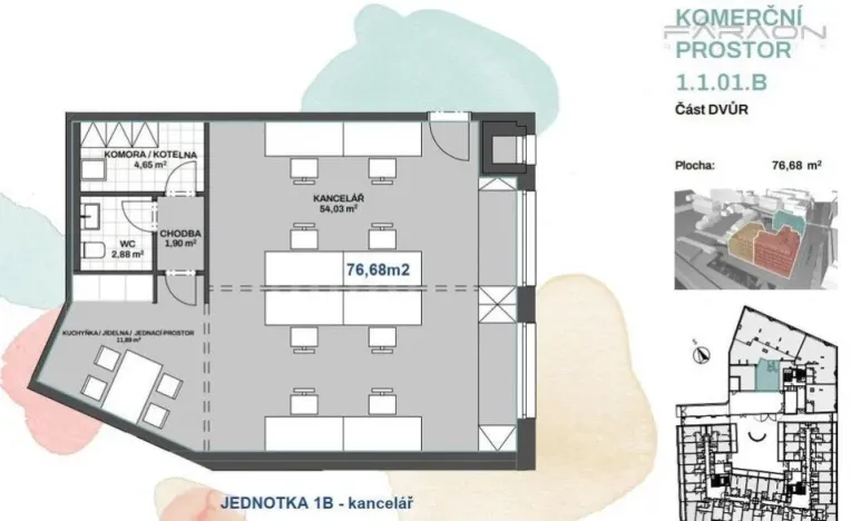 Pronájem kanceláře, Praha - Strašnice, Průběžná, 77 m2