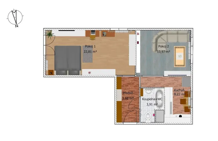 Pronájem bytu 2+1, Most, Jaroslava Vrchlického, 55 m2