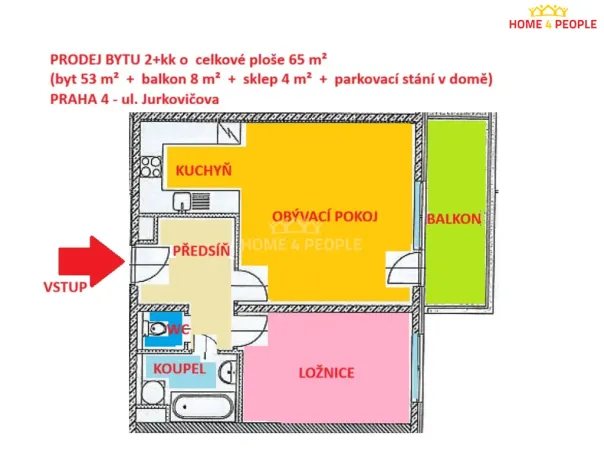 Prodej bytu 2+kk, Praha - Háje, Jurkovičova, 65 m2