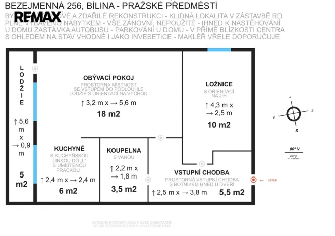 Pronájem bytu 2+kk, Bílina - Pražské Předměstí, Bezejmenná, 48 m2