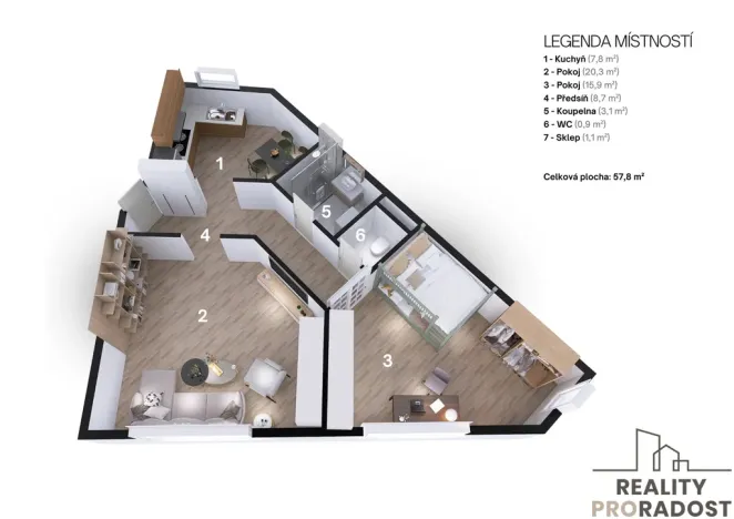 Prodej bytu 2+1, Brno, Bartákova, 58 m2