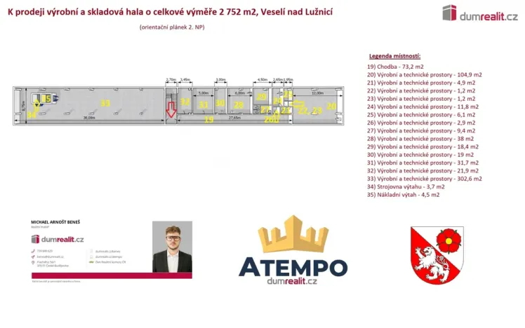 Prodej výrobních prostor, Veselí nad Lužnicí, Svinenská, 2752 m2