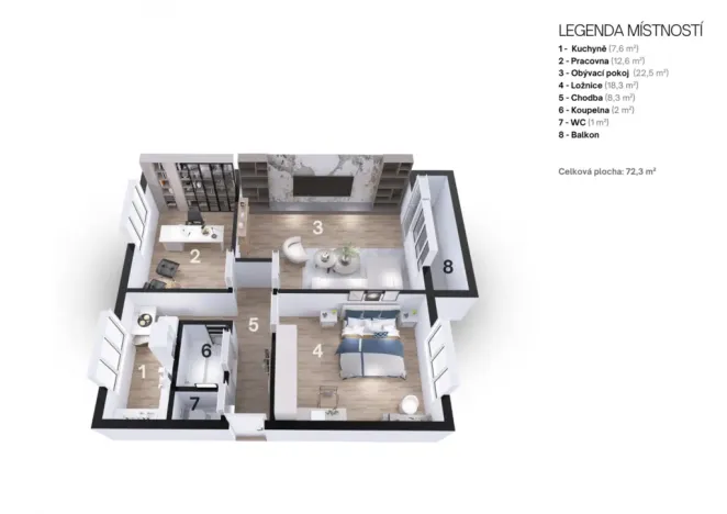 Pronájem bytu 3+1, Ostrava - Zábřeh, Výškovická, 72 m2