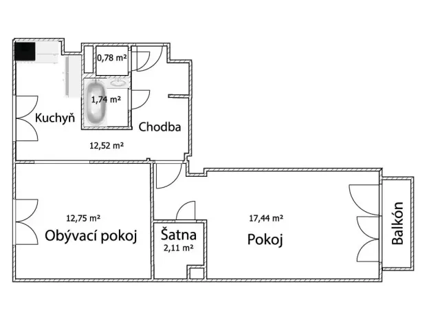 Prodej bytu 2+1, Duchcov, Jungmannova, 50 m2