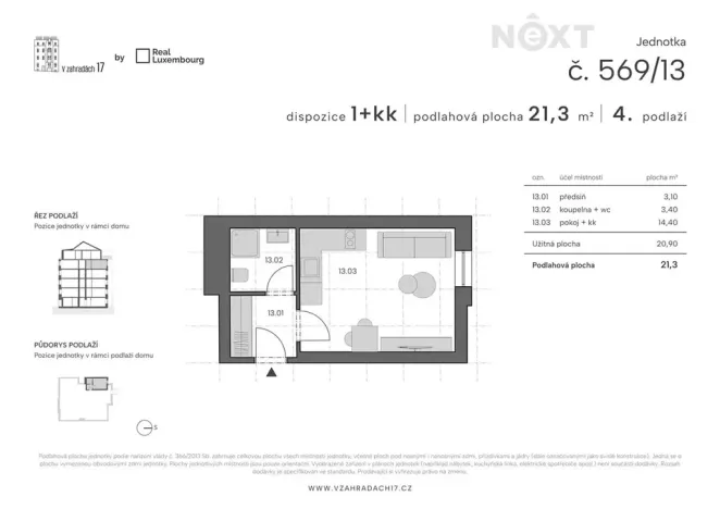 Prodej bytu 1+kk, Praha - Libeň, V zahradách, 22 m2