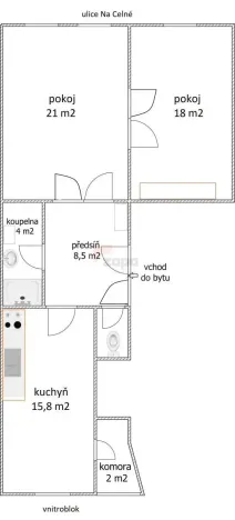 Pronájem bytu 2+1, Praha - Smíchov, Na Celné, 71 m2