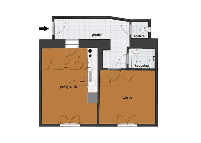 Pronájem bytu 2+kk, Praha - Libeň, Novákových, 36 m2