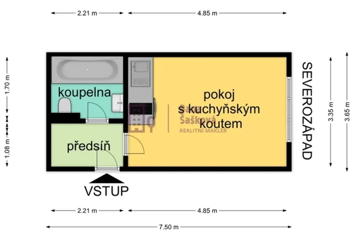 Pronájem bytu 1+kk, Jindřichův Hradec - Jindřichův Hradec II, Nádražní, 23 m2