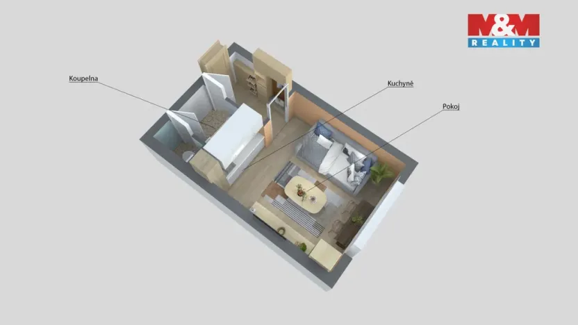 Prodej bytu 1+kk, Děčín - Děčín III-Staré Město, Litoměřická, 19 m2