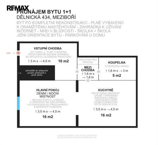 Pronájem bytu 1+1, Meziboří, Dělnická, 60 m2