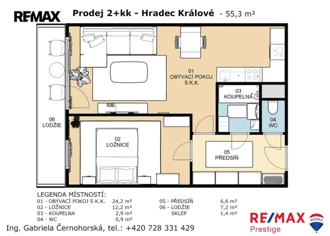 Prodej bytu 2+kk, Hradec Králové - Pražské Předměstí, Jungmannova, 55 m2