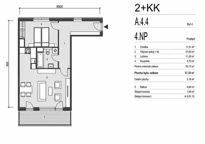Prodej bytu 2+kk, Praha - Holešovice, U průhonu, 57 m2