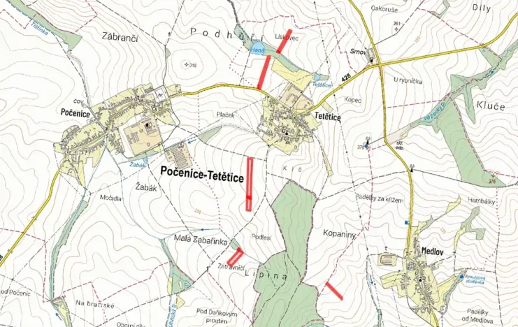 Prodej pole, Počenice-Tetětice, 34319 m2