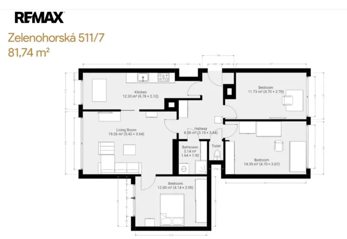 Prodej bytu 4+1, Praha - Bohnice, Zelenohorská, 82 m2