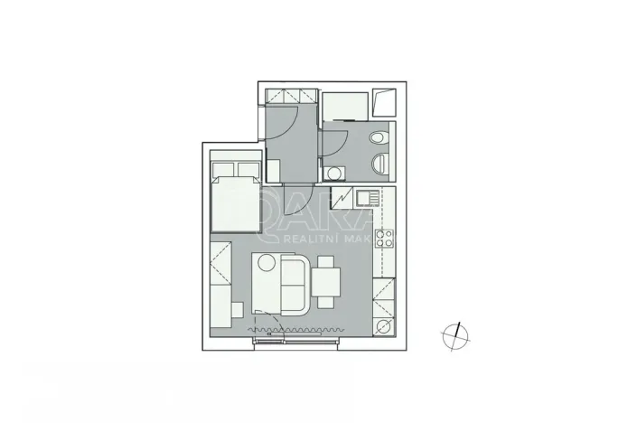 Pronájem bytu 1+kk, Praha - Karlín, Pobřežní, 31 m2