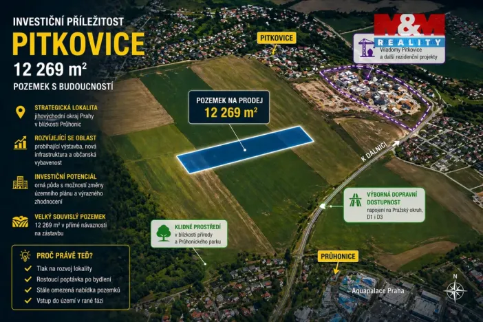Prodej pole, Praha - Pitkovice, 12269 m2