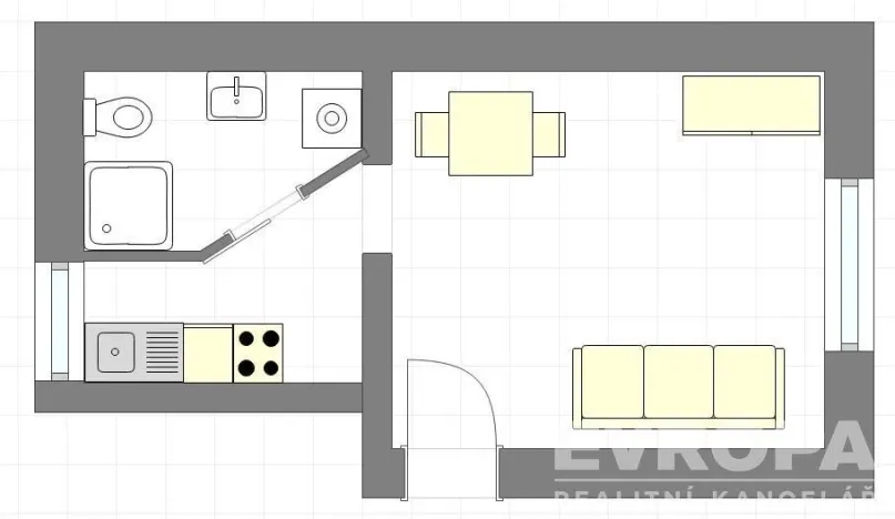 Pronájem bytu 1+1, Vševily, 30 m2