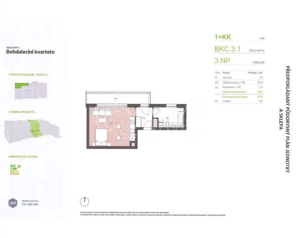 Pronájem bytu 1+kk, Praha - Michle, U plynárny, 37 m2