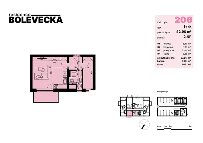 Pronájem bytu 1+kk, Plzeň - Severní Předměstí, Bolevecká, 37 m2