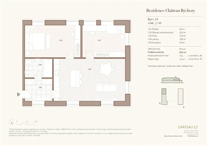 Prodej bytu 3+kk, Býchory, 81 m2