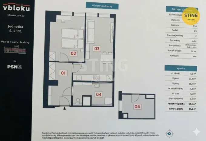 Prodej bytu 3+1, Praha, Peroutkova, 59 m2