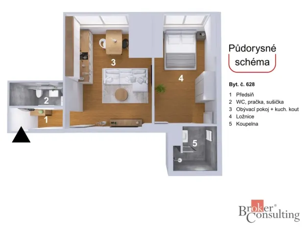 Prodej bytu 1+kk, Praha - Libeň, Heydukova, 38 m2