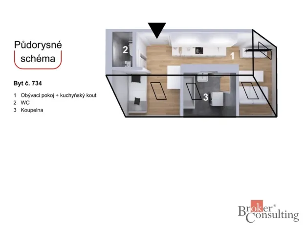 Prodej bytu 1+kk, Praha - Libeň, Heydukova, 38 m2