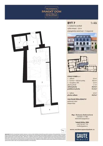 Prodej bytu 1+kk, Bystřice nad Pernštejnem, Masarykovo náměstí, 41 m2