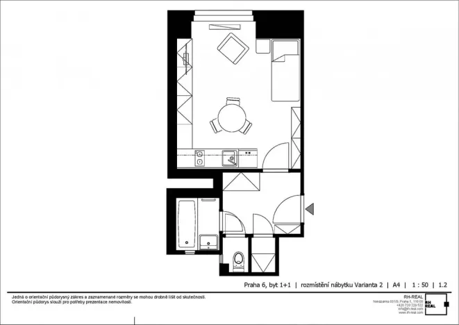 Prodej bytu 1+kk, Praha - Bubeneč, Zelená, 26 m2
