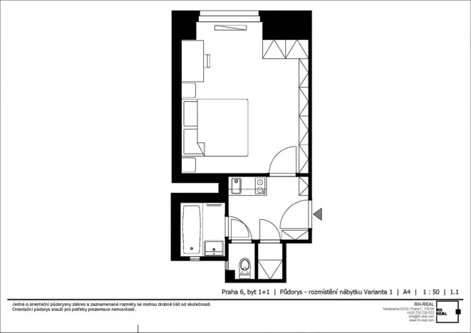 Prodej bytu 1+kk, Praha - Bubeneč, Zelená, 26 m2