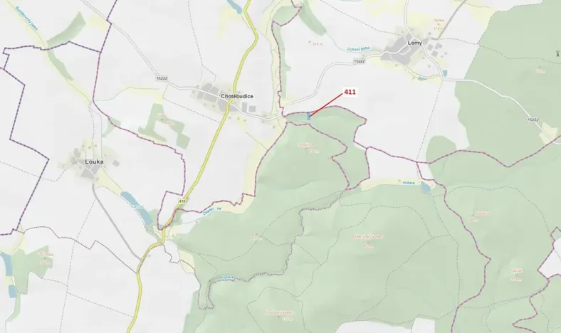 Dražba lesa, Chotěbudice, 1979 m2