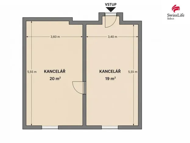 Pronájem kanceláře, Jílové u Prahy, Masarykovo náměstí, 39 m2