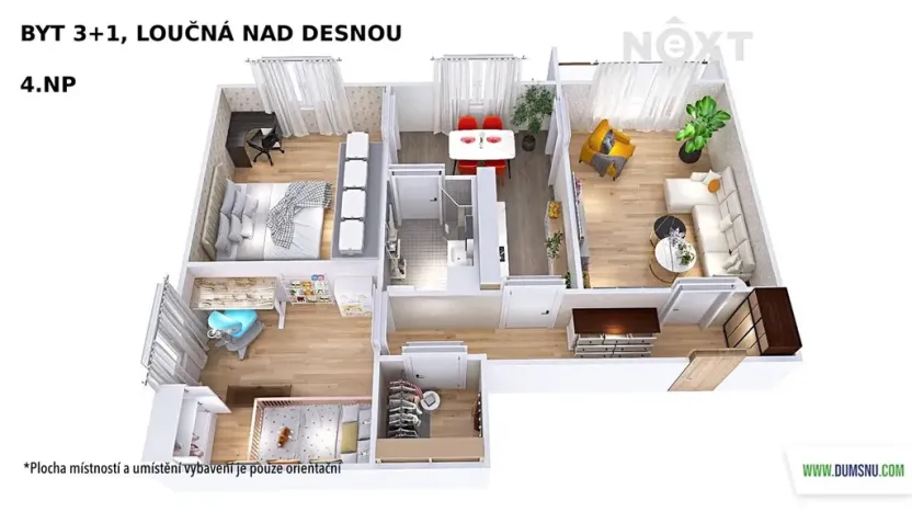 Prodej bytu 3+1, Loučná nad Desnou, 74 m2