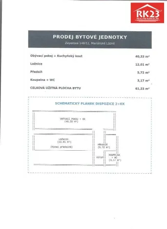 Prodej bytu 2+kk, Mariánské Lázně - Úšovice, Zeyerova, 64 m2