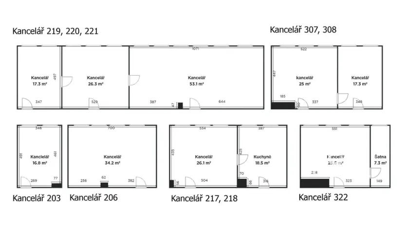 Pronájem kanceláře, Modřice, Nádražní, 44 m2