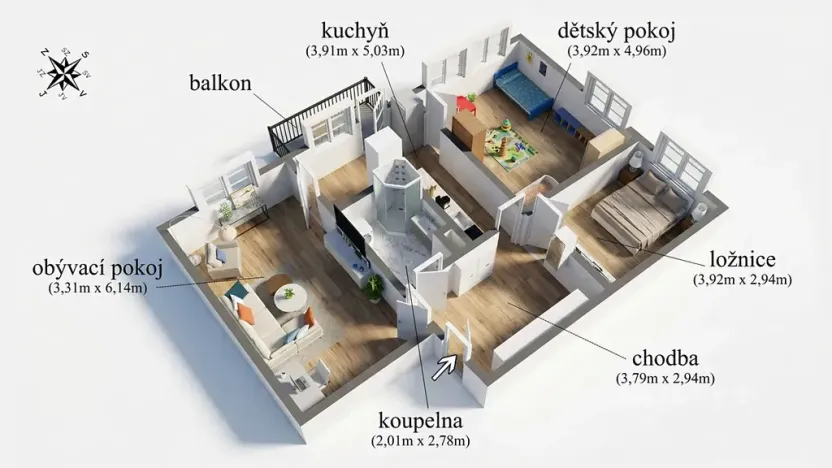 Pronájem bytu 3+1, Děčín, Slezská, 89 m2