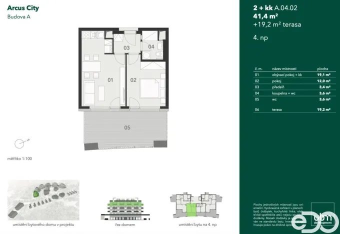 Pronájem bytu 2+kk, Praha, Hasilova, 41 m2