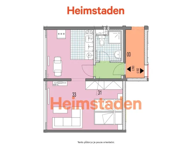Pronájem bytu 1+kk, Karviná - Hranice, Slovenská, 35 m2