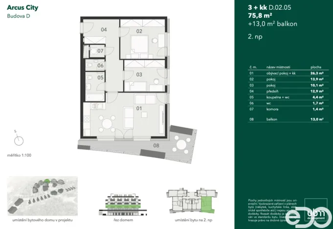 Pronájem bytu 3+kk, Praha, Hasilova, 76 m2