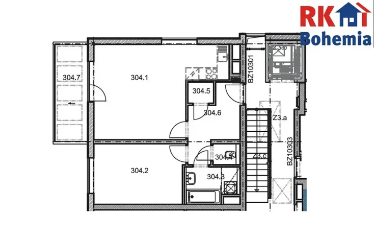 Pronájem bytu 2+kk, Praha - Háje, Loosova, 54 m2