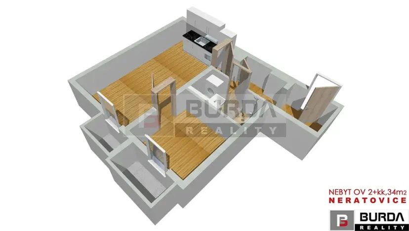 Pronájem bytu 2+kk, Neratovice, 35 m2