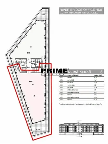 Pronájem kanceláře, Praha - Hlubočepy, Strakonická, 264 m2