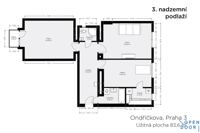 Pronájem bytu 3+1, Praha - Vinohrady, Ondříčkova, 80 m2
