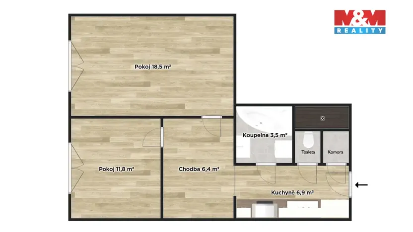 Pronájem bytu 2+1, Praha - Vysočany, Prouzova, 49 m2