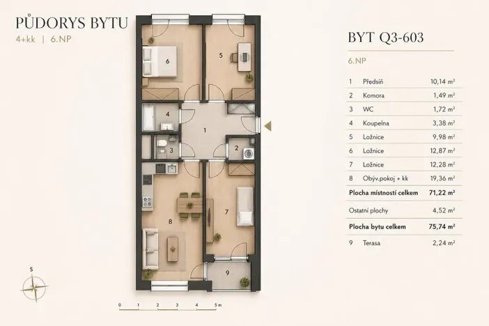 Prodej bytu 4+kk, Praha - Uhříněves, Ke kříži, 78 m2